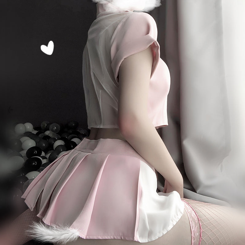 Kawaii Lolita Slutty Nurse Crop Top And Skirt Set