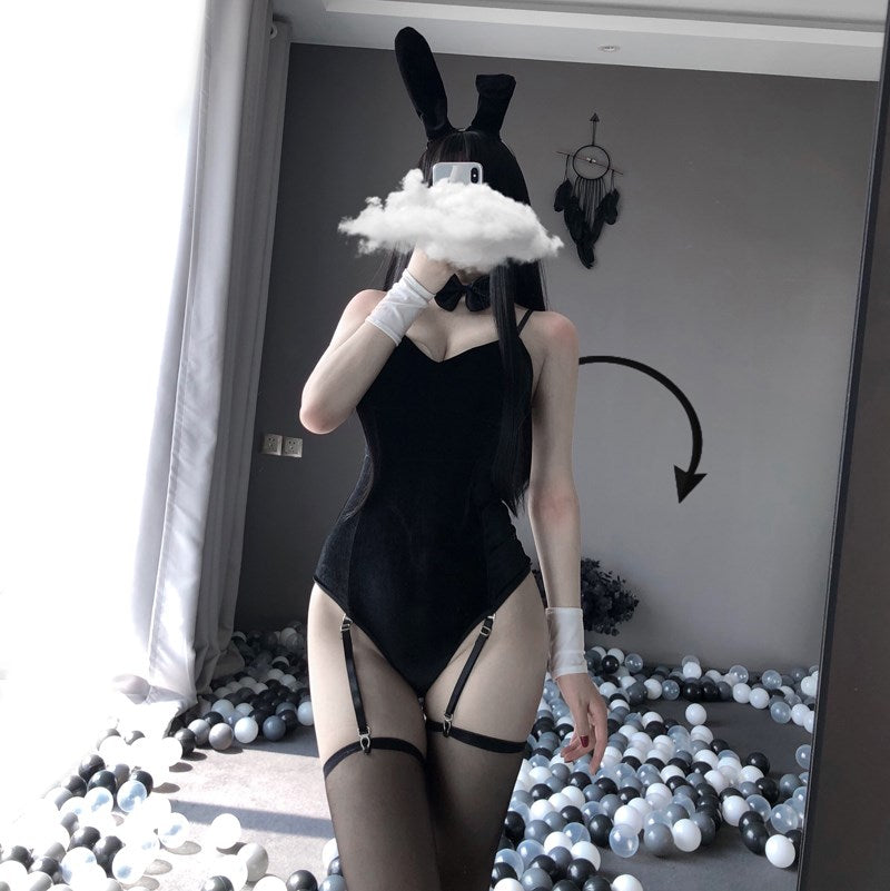 One Piece Bunny Girl Bodysuit Garter Set