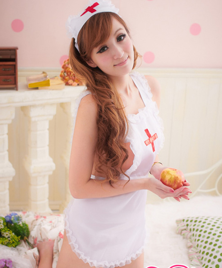 Erotic Backless Apron Style Nurse Outfit