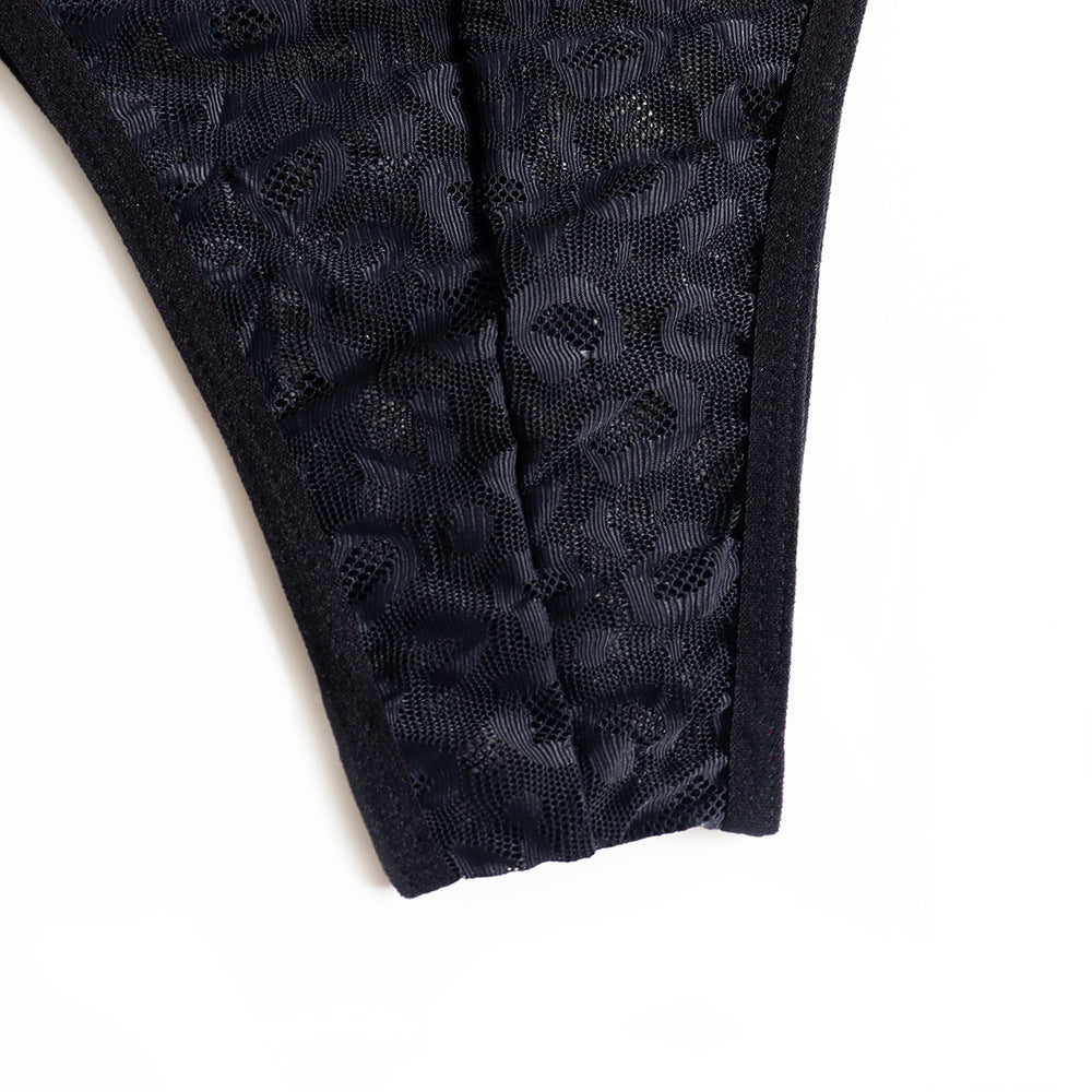 Black Leopard Nighties Teddy Lingerie Bodysuit
