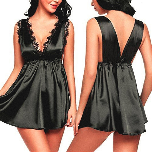 Enticing V Neck Lace Nightdress