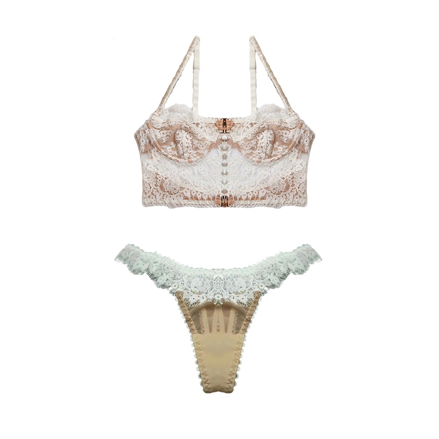 Embroidery Floral Lace Ultra Thin Bra And Panty Sets