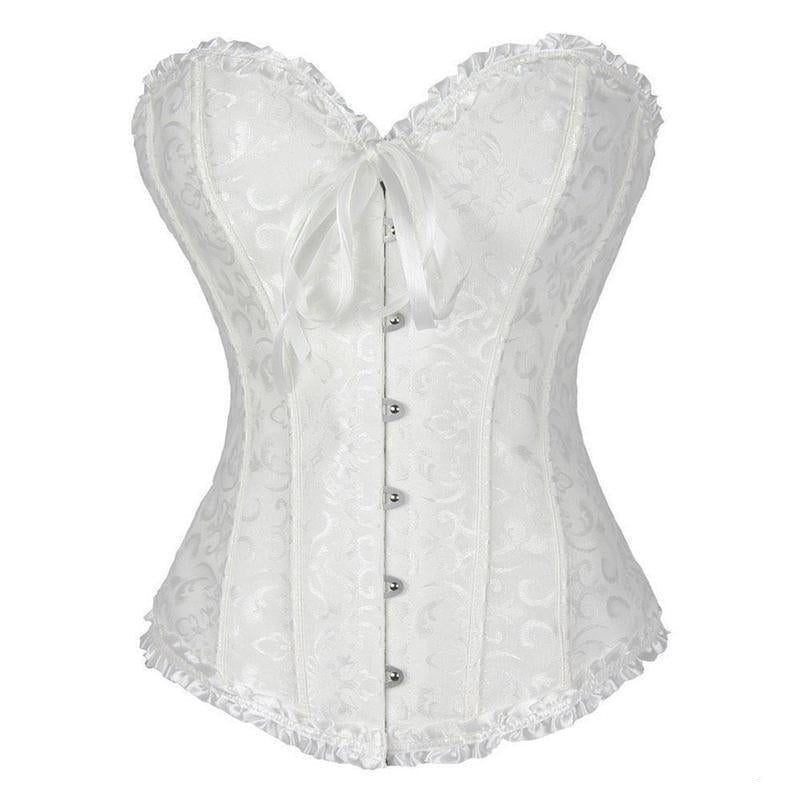 Floral Pattern Ruffle Lace Chest Up Bustier Corset