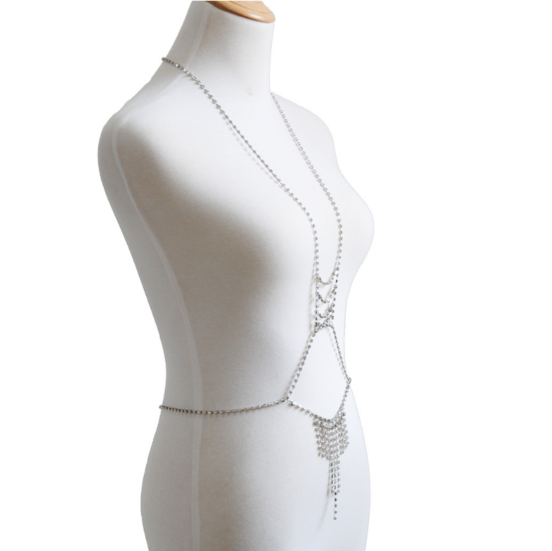 Fashionable Rhinestone Harness Body Chain