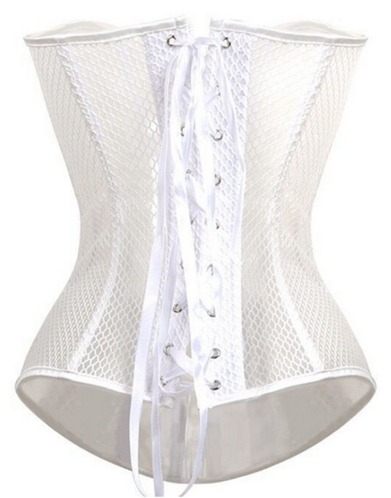 Hollow Out Mesh Lace Bustier Steel Boned Top Corset