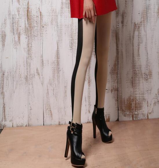 Two Toned  Vertical Stripes Tights