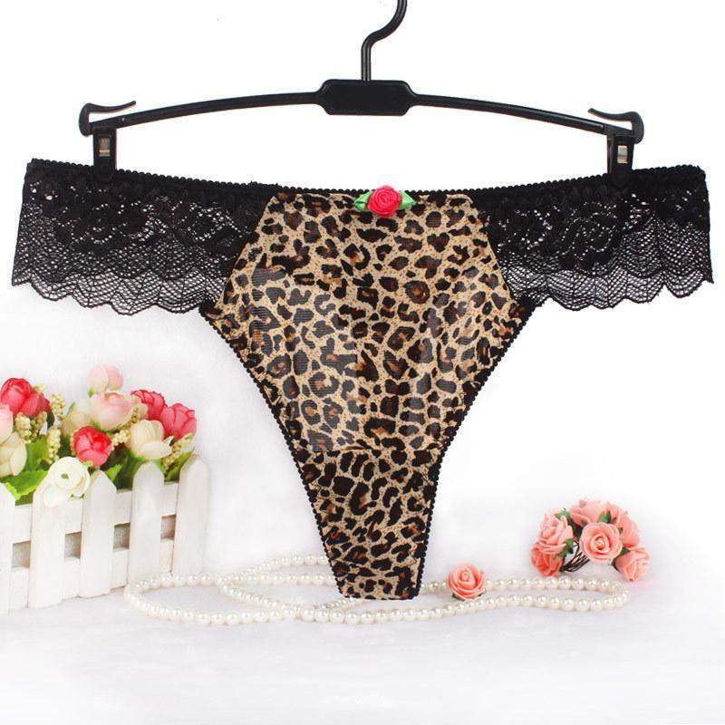 Plus Size Leopard Lace G String Thong Panties