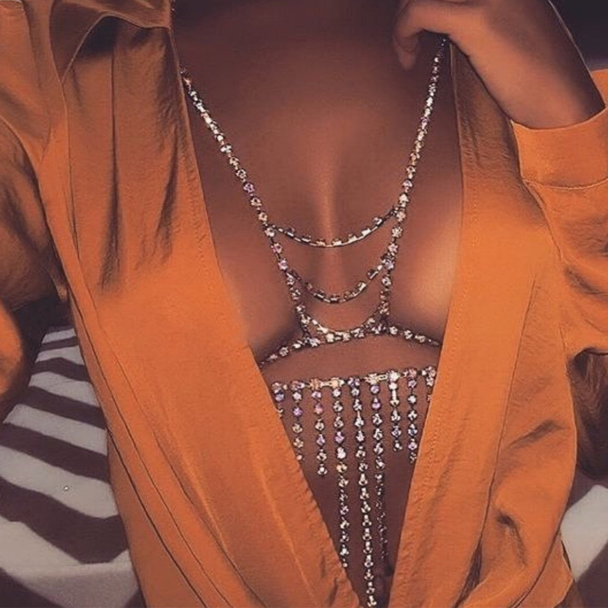 Fashionable Rhinestone Harness Body Chain