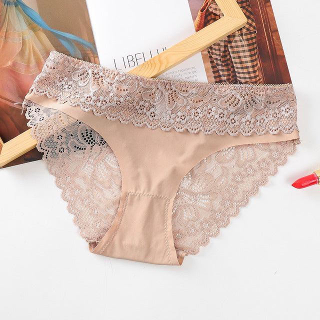 Floral Scallop Lace Mesh Panties Intimate Lingerie