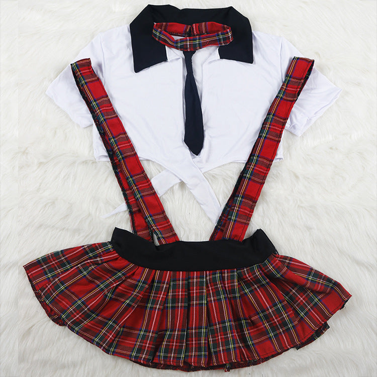 Schoolgirl Suspender Plaid Skirt Lingerie Set