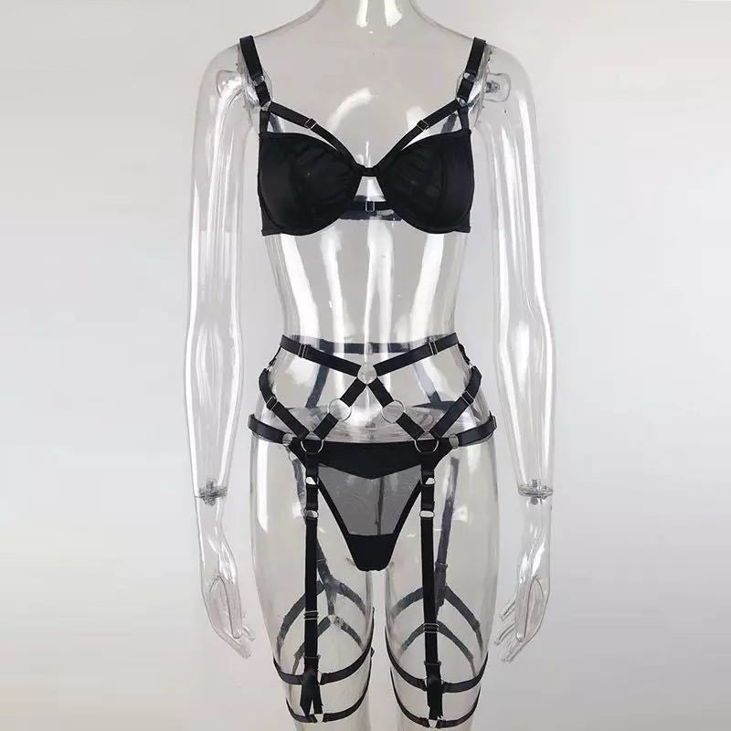 Hollow Out Strappy Garter Metal Ring Body Harness