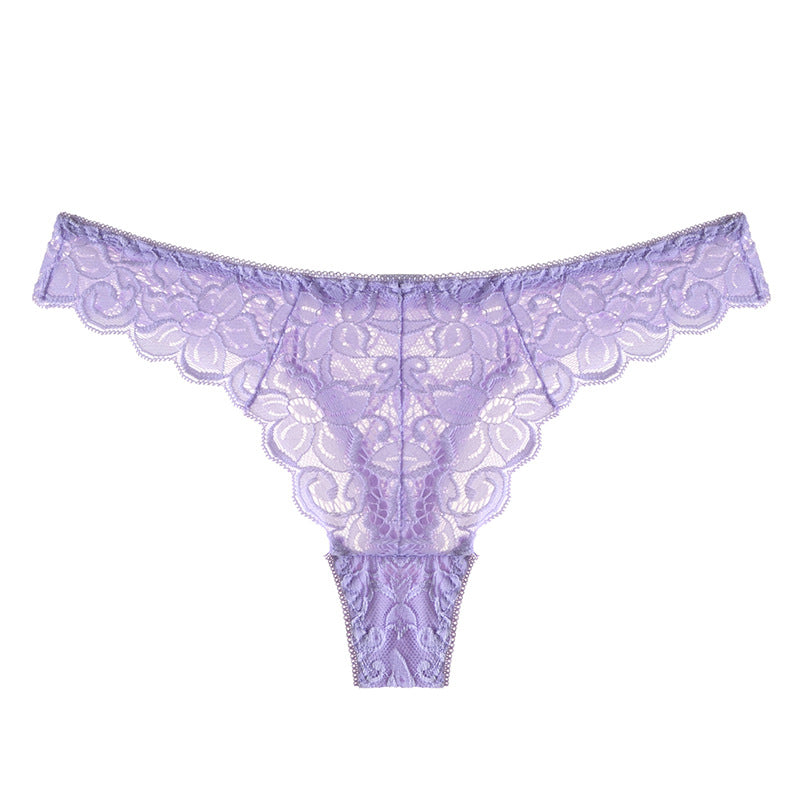 Embroidery Lace Transparent Thong Panties