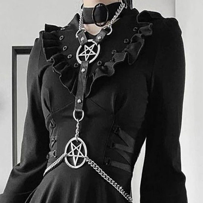 Gothic Bra Cage Neck Choker Suspender Body Harness
