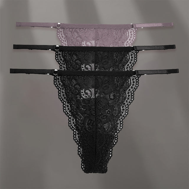 Floral Lace G string Thong Adjustable Strap Panties