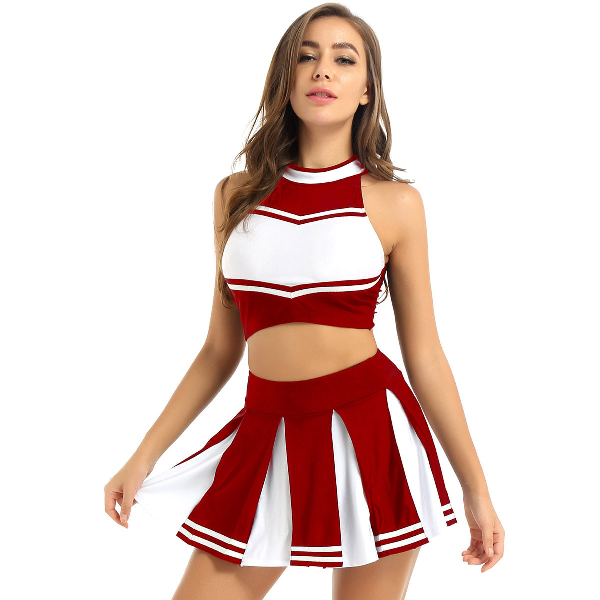 Cheerleading Crop Top Pleated Skirt Cosplay Costume