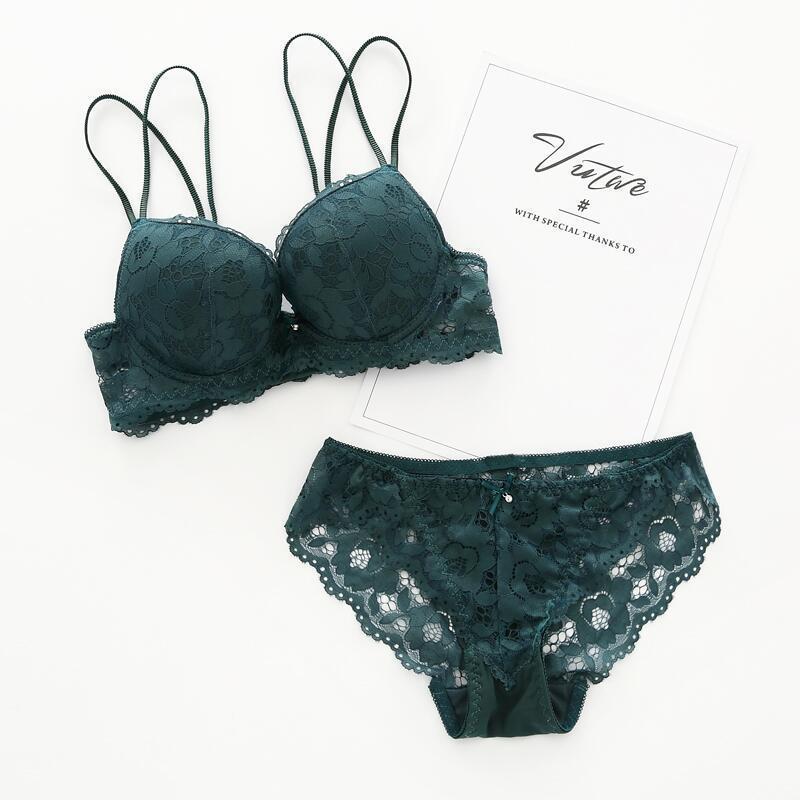 Floral Lace Mesh Bra And Panty Set