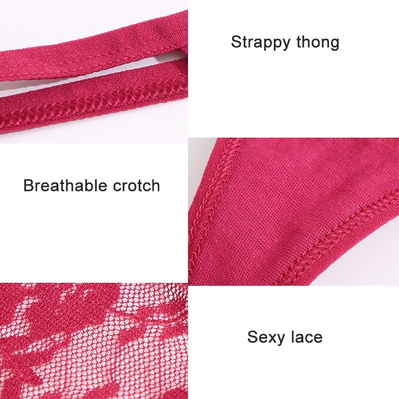Sexy Mesh Floral Lace Thong Panties