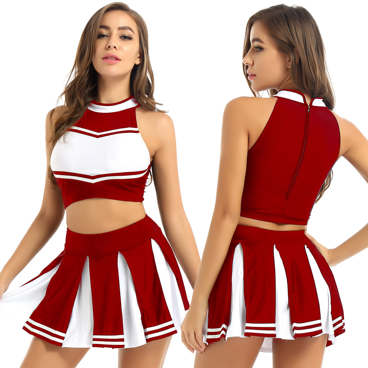 Cheerleading Crop Top Pleated Skirt Cosplay Costume