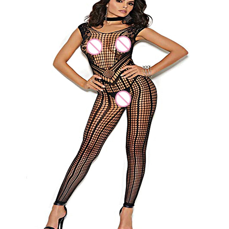 Seductive Cut Out Mesh Lace Fishnet Bodystockings