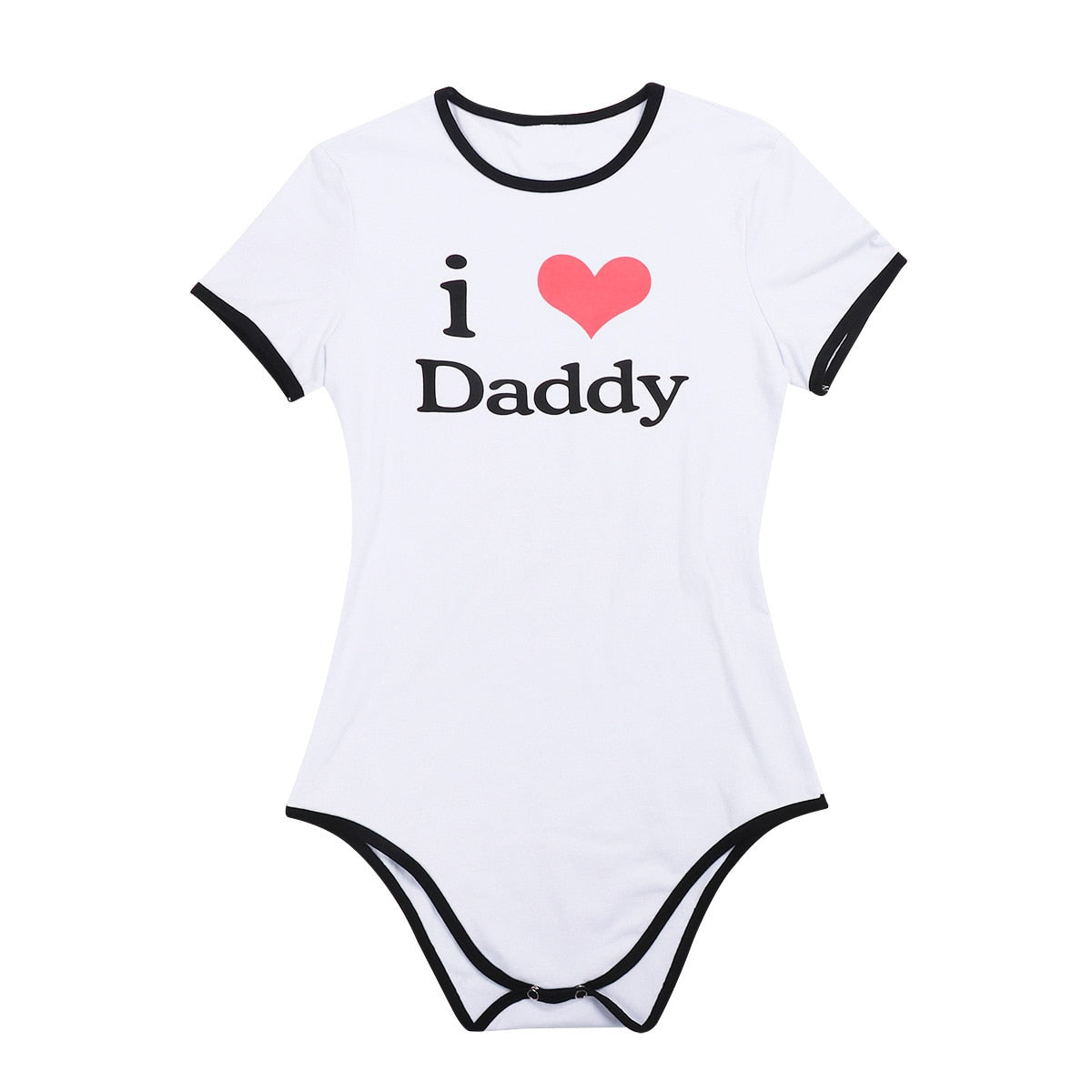 I Love Daddy Print Open Crotch Bodysuit Costume