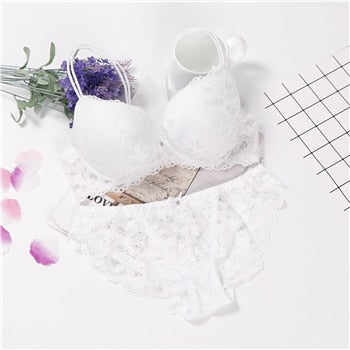 Floral Lace Mesh Bra And Panty Set