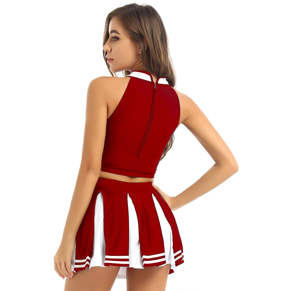 Cheerleading Crop Top Pleated Skirt Cosplay Costume