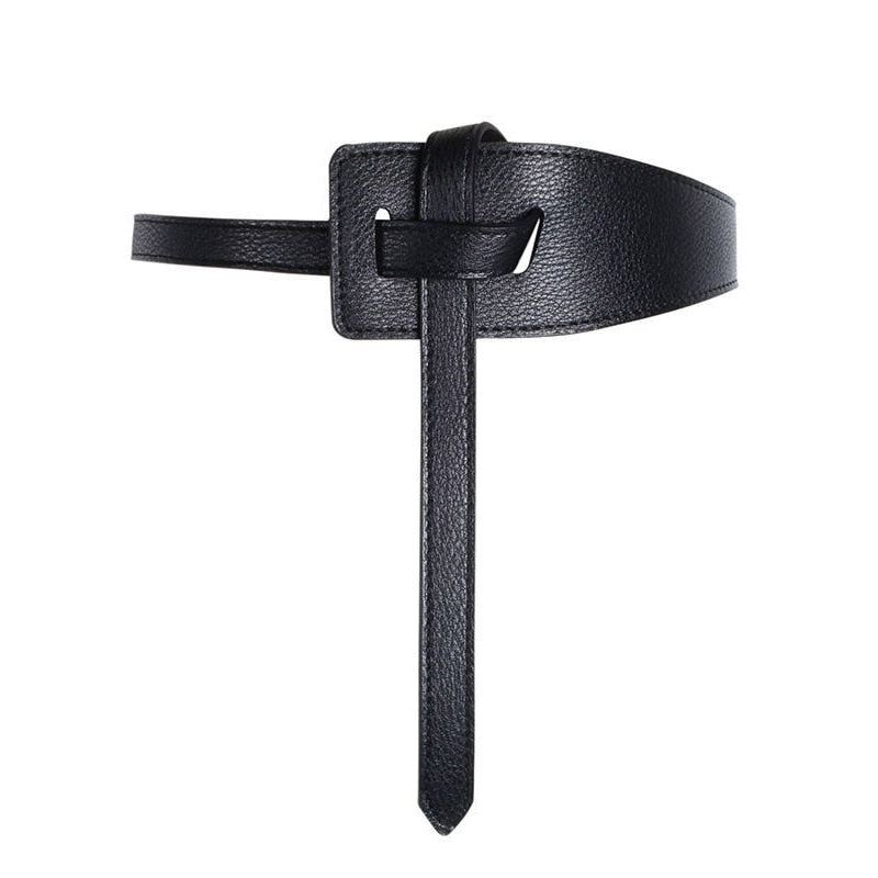 Assymmetry Faux Leather Self Tie Thin Knot Waist Belt