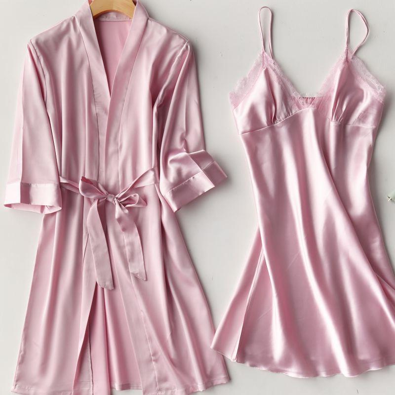 Intimate Sleeveless Heart Print Satin Robe Nightgowns