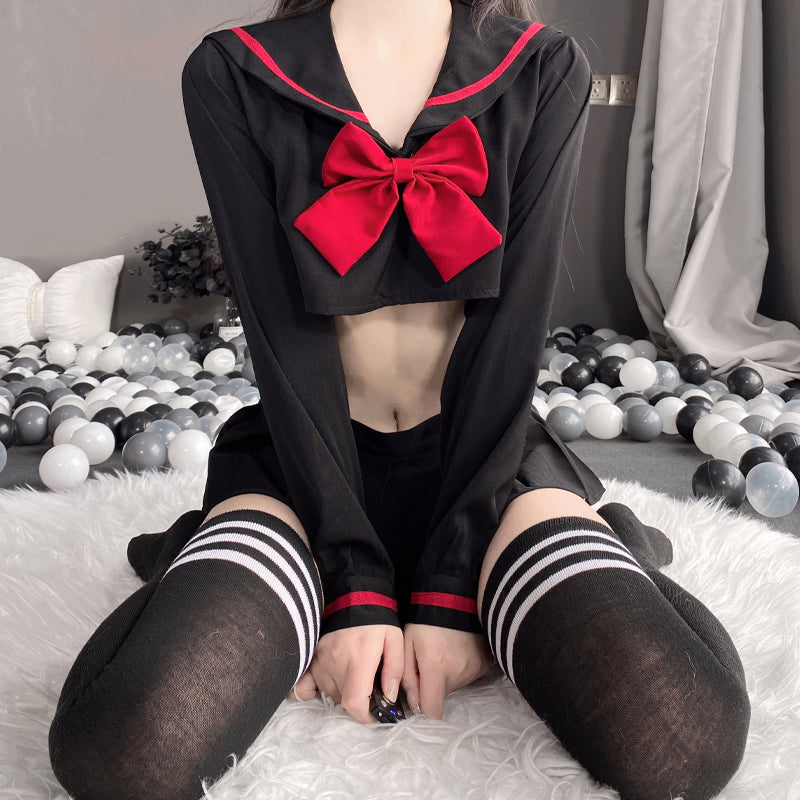 Kawaii Lolita Long Sleeve Bowknot Mini Skirt Cosplay