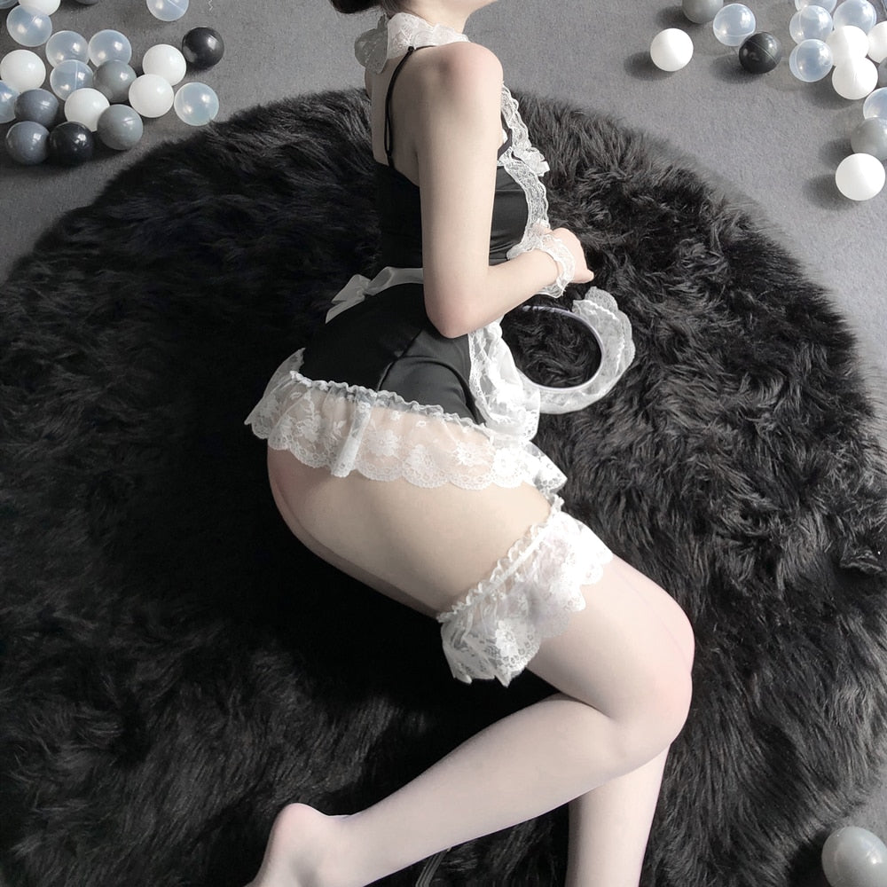 Hot Lolita Babydoll French Apron Maid Dress