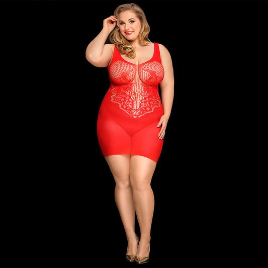 Plus Size Sexy Fishnet Mini Dress Lingerie