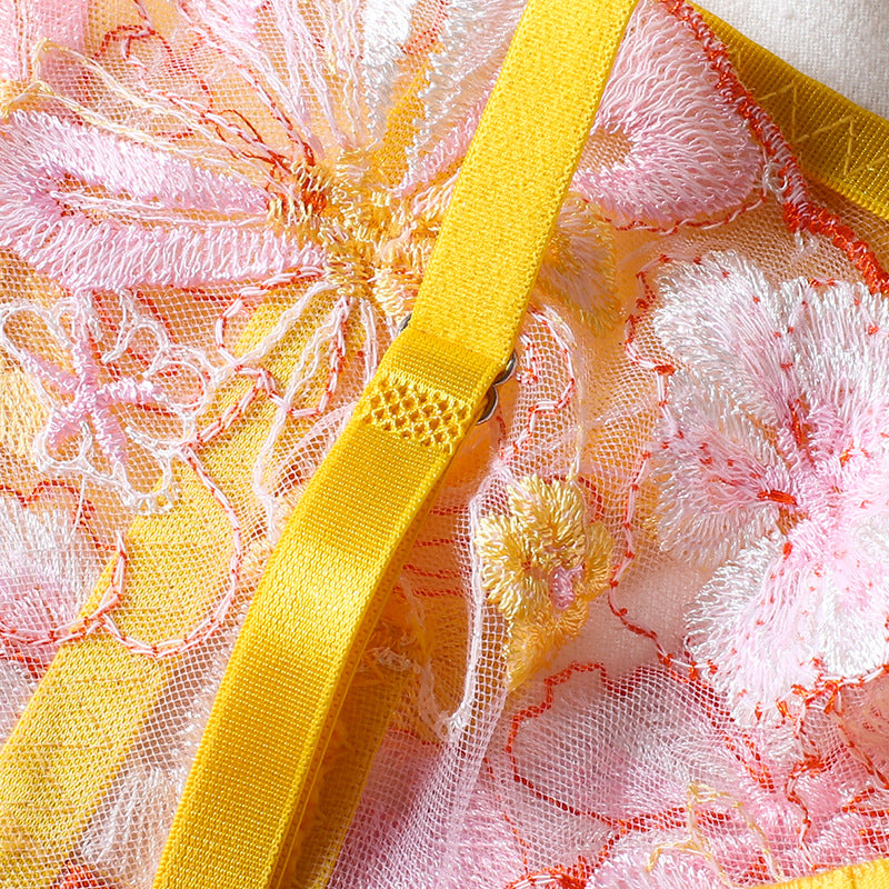 Flower Embroidery Lingerie Garter Belt